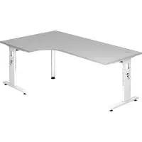 Hjh OFFICE PRO MEGA 82 W - Holz C-Fuß Silber 200 x 120 höhenverstellbar Grau/Weiß