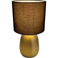 Näve Tischleuchten - Tischleuchte "AURUM" H: 33cm gold / schwarz, Tischlampe im Modern Style, aus Metall und Textilmaterial in gold, 32,5 cm hoch, Ø 18 cm, E14-Fassung – Schnurschalter