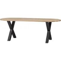 Woood Tablo Gartentisch Oval Aus Eichenholz, Alkmaar-Tischbein, Braun, 220 X 90 Cm