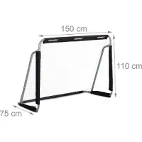 Relaxdays Fußballtor, Profi Soccertor für Kinder & Erwachsene, mit Tornetz, für Garten, HBT 110x150x75cm, grau/schwarz