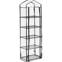 Relaxdays Gewächshaus Balkon, HBT: 193 x 58 x 36 cm, 5 Etagen, Eisen & PVC-Folie, Foliengewächshaus, transparent/schwarz
