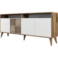 Skye Decor , Milan 528 - Walnut, White, Wohnzimmermöbel-Set, Nussbaum, 100 % MELAMINBESCHICHTETE SPANPLATTEN, 180 x 35 x 78,6 cm