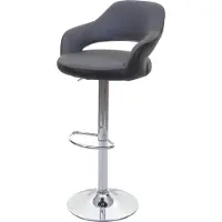 Mendler Barhocker MCW-F16, Barstuhl Tresenhocker Drehhocker, mit Lehne Kunstleder grau-schwarz