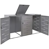 Mendler XL 3er-/6er-Mülltonnenverkleidung MCW-E83, Mülltonnenbox, erweiterbar 116x212x98cm Edelstahl 85kg