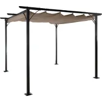 Mendler Pergola MCW-C42, Garten Pavillon, stabiles 6cm-Gestell + Schiebedach 3,5x3,5m taupe-braun