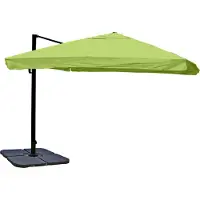 Mendler Gastronomie-Ampelschirm MCW-A96, Sonnenschirm, 3x3m (Ø4,24m) Polyester/Alu 23kg Flap, grün mit Ständer