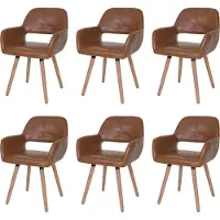 MCW 6er-Set Esszimmerstuhl MCW-A50 II, Stuhl Küchenstuhl, Retro 50er Jahre Design Kunstleder, WildKunstleder, helle Beine