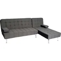 Mendler Schlafsofa MCW-K22, Couch Ecksofa Sofa, Liegefläche links/rechts Schlaffunktion 236cm Stoff/Textil dunkelgrau, schwarz