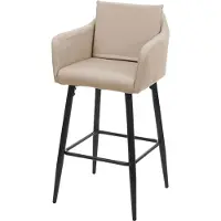Mendler Barhocker MCW-H93, Barstuhl Tresenhocker, Fußablage Metall Kunstleder taupe-beige
