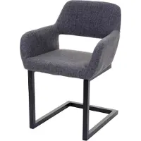 Mendler Esszimmerstuhl MCW-A50 II, Freischwinger Stuhl Küchenstuhl, Retro 50er Jahre Design Stoff, grau