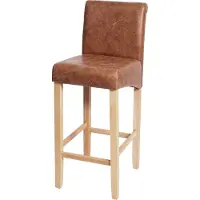 Mendler Barhocker MCW-C33, Barstuhl Tresenhocker, Holz MVG- WildKunstleder, helle Beine, Stoff/Textil