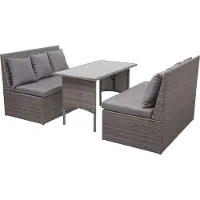 Mendler Poly-Rattan Garnitur MCW-G16, Garten-/Lounge-Set Sitzgruppe, Gastronomie 2x2er Sofa Tisch grau, Kissen dunkelgrau