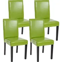 MCW 4er-Set Esszimmerstuhl Stuhl Küchenstuhl Littau Kunstleder, grün, dunkle Beine