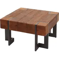 Mendler Couchtisch MCW-A15, Wohnzimmertisch, Tanne Holz rustikal massiv MVG- braun 70x70cm