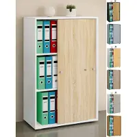 VCM Holz Büroschrank Aktenregal Lona 3 Fächer Schiebetüren