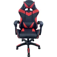 HTI Gamingstuhl Krit Schwarz Kunstleder, ergonomisch, Lordosenstütze mit Massagefunktion, Kippfunktion, 110 kg