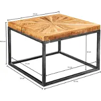 FineBuy Couchtisch Mango Massivholz quadratisch 55x55 cm · Wohnzimmertisch Sternmuster Tischplatte Massivholztisch mit Metallgestell Industrial Design