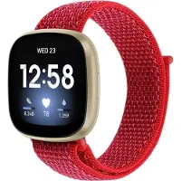 Cover-Discount Fitbit Versa / Sense - Nylon Armband Klettverschluss rot