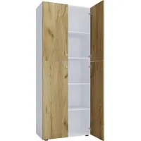 VCM Aktenschrank "Büroschrank Bücher Ordner Aktenschrank Lona 5fach", braun (weiß, honig, eiche), B:70cm T:40cm, Obermaterial: 100% Holz Wood., Schränke, Aktenschrank