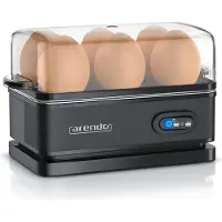 Arendo Edelstahl Eierkocher 6-fach, 400 W, Edelstahl, Warmhaltefunktion, Härtegrad einstellbar, schwarz