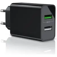 Aplic USB Ladegerät 3000 mA, 2 Port, 30W, Quick Charge 3.0 (QC 3.0) Schnelladefunktion, schwarz