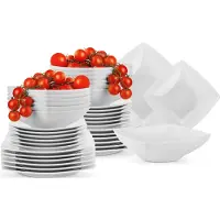Konsimo Tafelservice EPIRI für 12 Personen (36 Stück) Spülmaschinen- und Mikrowellengeeignet, Weiß, Keramik, MODERN, 25x25|21x21|17x17cm