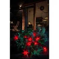 Novaliv Weihnachtsstern Dekostern | 12cm ROT | nur Innen | LED Lampe mit Batteriefach + Fernbedienung Weihnachtsdeko Stern beleuchtet