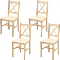 MCW 4er-Set Esszimmerstuhl MCW-F77, Lehnstuhl Küchenstuhl Stuhl, Massiv-Holz Landhaus Kiefer lasiert