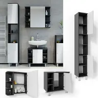 Vicco Badmöbel-Set Fynn Anthrazit 3 Teile, mit Hochschrank, Model 30262