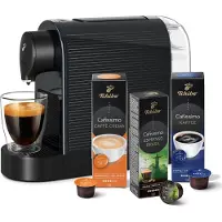 Tchibo Cafissimo „Pure plus“ Kaffeemaschine Kapselmaschine inkl. 30 Kapseln für Caffè Crema und Espresso, 0,8l, 1250 Watt, Schwarz
