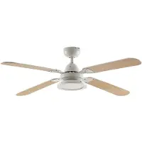 LINDBY LED-Deckenventilator Tedric, weiß, leise, Ø 133 cm Tedric, weiß / opal, für Wohn- / Esszimmer, Metall, Vintage