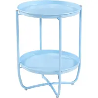 En.casa Tabletttisch ‘Sandefjord’ rund mit 2 abnehmbaren Tabletts Stahl 57,5 x 40 cm Himmelblau