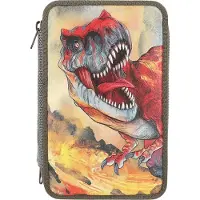 Dino World 3 Fach Federtasche mit 3-D Effekt grün
