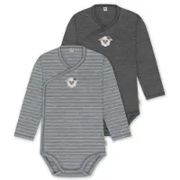 Normani 2er Pack Bio Baby-Body Langarm Wickelbody aus Merinowolle für Junge und Mädchen - 9353