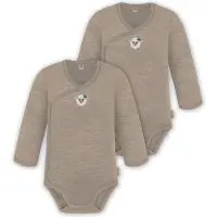 Normani 2er Pack Doppelpack Baby-Body Merino Wickelbody Bodysuit Langarm - 9343