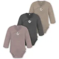 Normani 3er Pack Baby Merino Langarm Wickelbody für Junge und Mädchen - 9355