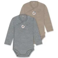 Normani 2er Pack Bio Baby-Body Langarm Wickelbody aus Merinowolle für Junge und Mädchen - 9353