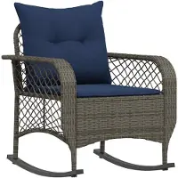 vidaXL Garten-Schaukelstuhl mit Kissen Grau Poly Rattan