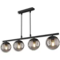ISOLED Hängeleuchte Metall schwarz, rund, rauchglas, 4xE27 Fassung