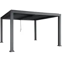 Mendler Pergola MCW-L46, Gartenpavillon Lamellen-Pavillon, 11cm-Aluminium-Gestell, Regenrinne sturmfest, 3x4m anthrazit