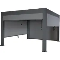Mendler Pergola MCW-L46 mit Seitenwand, Gartenpavillon Lamellen-Pavillon Rollo, 10cm-Alu-Gestell, sturmfest 3x4m anthrazit
