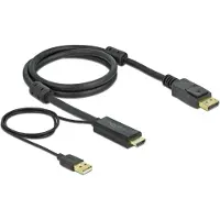 DeLOCK 85963, 1 m, HDMI Typ A (Standard), DisplayPort + USB Type-A, Männlich, Männlich, Gerade
