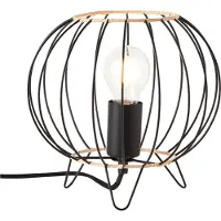 Brilliant gemütliche Tischleuchte SILEMIA |Tischlampe in schwarz matt mit Rattan Details | E27 Fassung max. 52W | Metall/Rattan