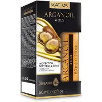 KATIVA Argan Oil 4 Oils, Haaröl, 60 ml, Frauen, Alle Haare, beschädigtes Haar, Schutz, Glanz, Weichmachend, Verstärkung, Feuchtigkeitsspendend, Arganöl, Keratin-Öl, Sesamöl
