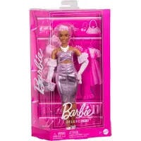 Barbie Fashionistas Deluxe Style-Puppe Nr. 1 mit glänzendem rosa Barbiecore-Kleid, Samthandschuhen und rosa Haaren, Modepuppe, Weiblich, 4 Jahr(e), Mädchen, 295 mm, 225 g
