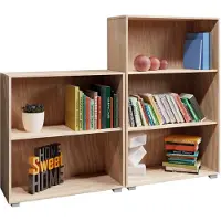 Casaria 2er Set Bücherregal Vela 2 & 3 Fächer Standregal Regal Eiche