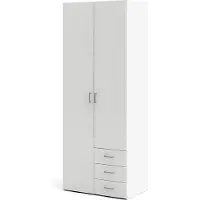 Ebuy24 Space Kleiderschrank 201x78x50cm, 2 Türen, 3 Schubladen weiß.