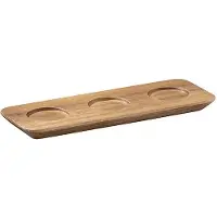 Aps NARROW Servierbrett Holz Rustikal, Holzbrett aus Akazienholz mit 3 Vertiefungen je 4 cm Ø, Maße ca. (B x L x H): 22 x 8 x 1,5 cm