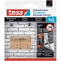 TESA Klebeschraube , für Mauerwerk & Stein im Innen- & Außenbereich, Haftkraft bis 5 kg, ablösbar, viereckig, 2 Stück