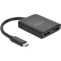 Reflecta USB Type-C Splitter (DP Alt Mode) zu 2 x DisplayPort MST / VXP, DisplayPort, 2x DisplayPort, 3840 x 2160 Pixel, Schwarz, Kunststoff, 4K Ultra HD